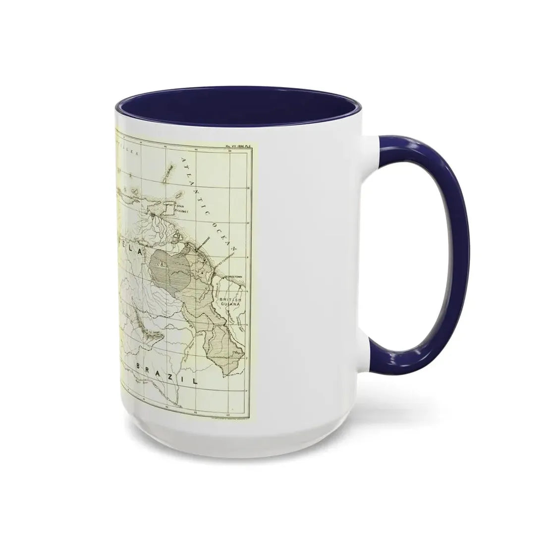 South America - Orinoco River (1896 (Map) Accent Coffee Mug - Go Mug Yourself