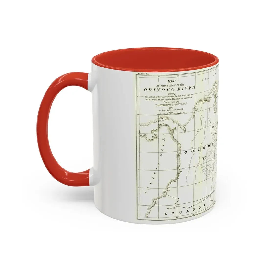South America - Orinoco River (1896 (Map) Accent Coffee Mug - Go Mug Yourself