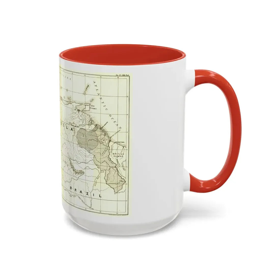 South America - Orinoco River (1896 (Map) Accent Coffee Mug - Go Mug Yourself