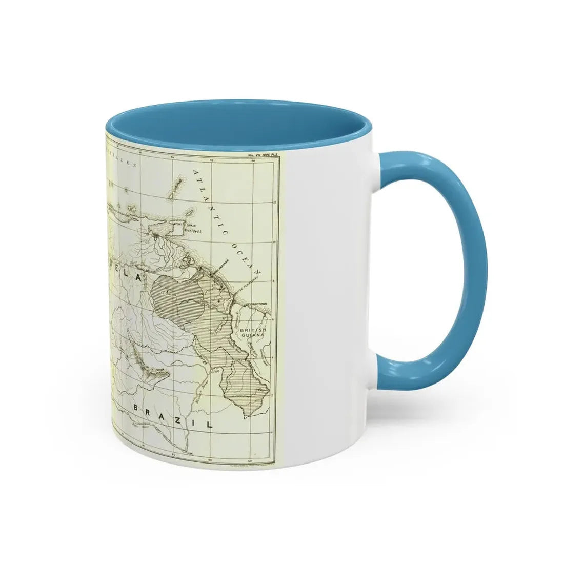 South America - Orinoco River (1896 (Map) Accent Coffee Mug - Go Mug Yourself