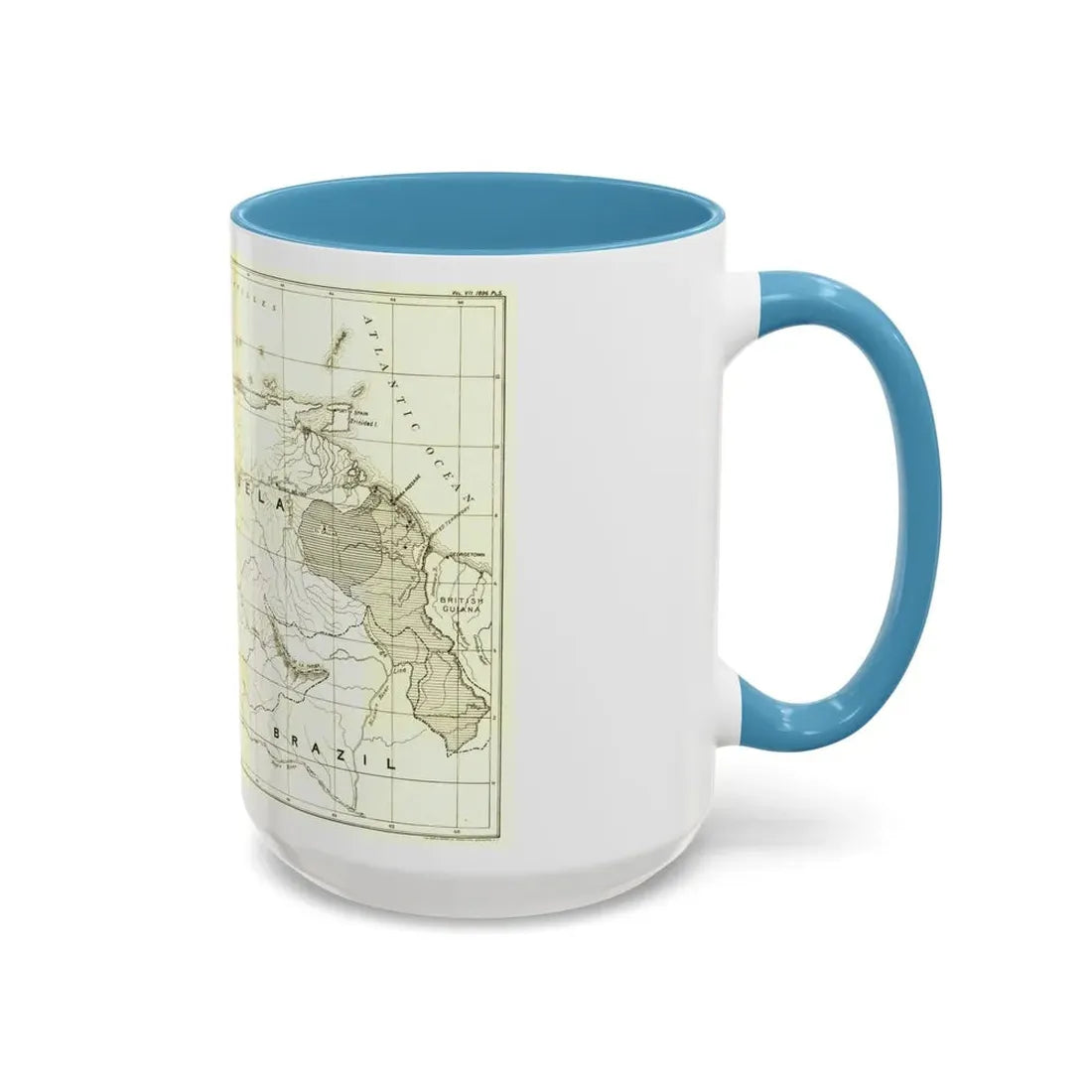 South America - Orinoco River (1896 (Map) Accent Coffee Mug - Go Mug Yourself