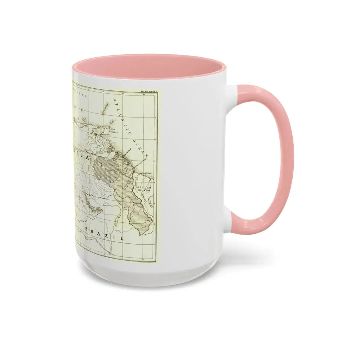South America - Orinoco River (1896 (Map) Accent Coffee Mug - Go Mug Yourself