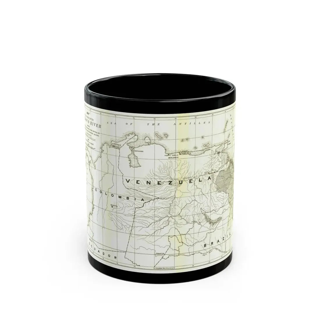 South America - Orinoco River (1896 (Map) Black Coffee Mug 11oz - Go Mug Yourself