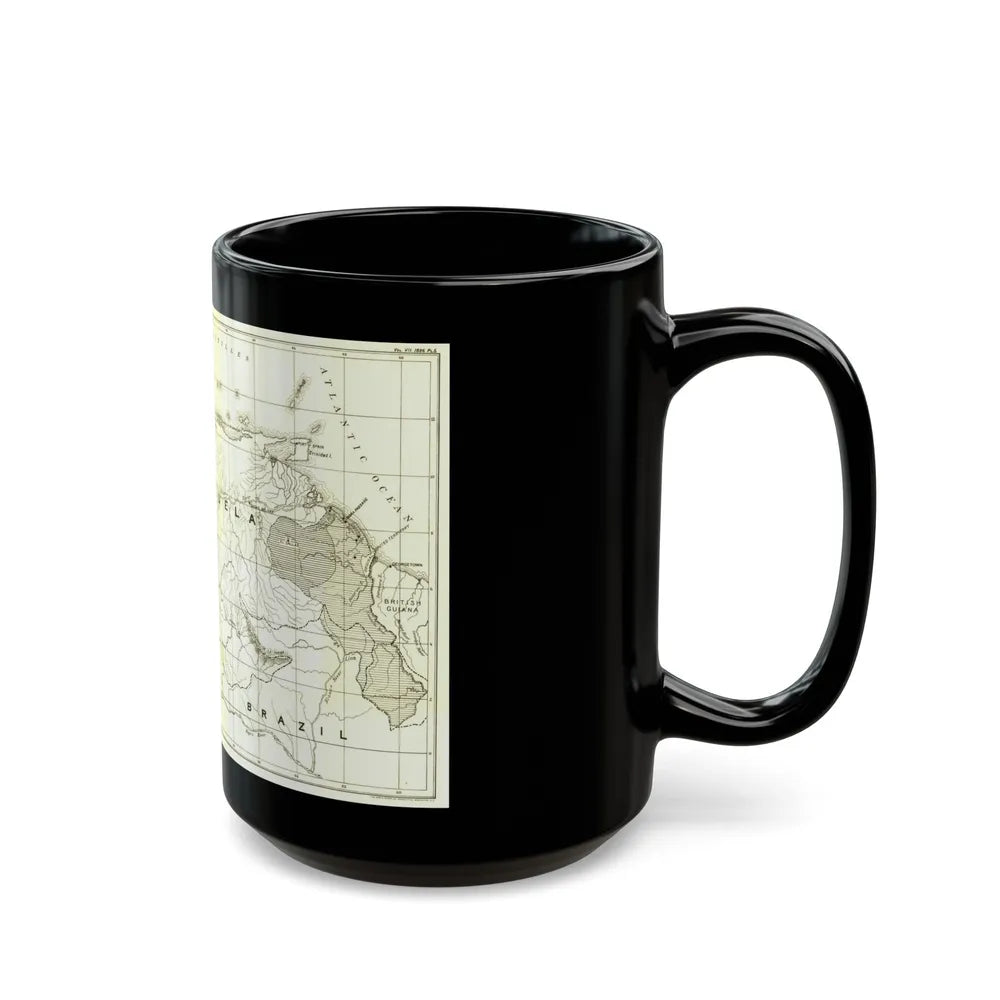 South America - Orinoco River (1896 (Map) Black Coffee Mug-Go Mug Yourself