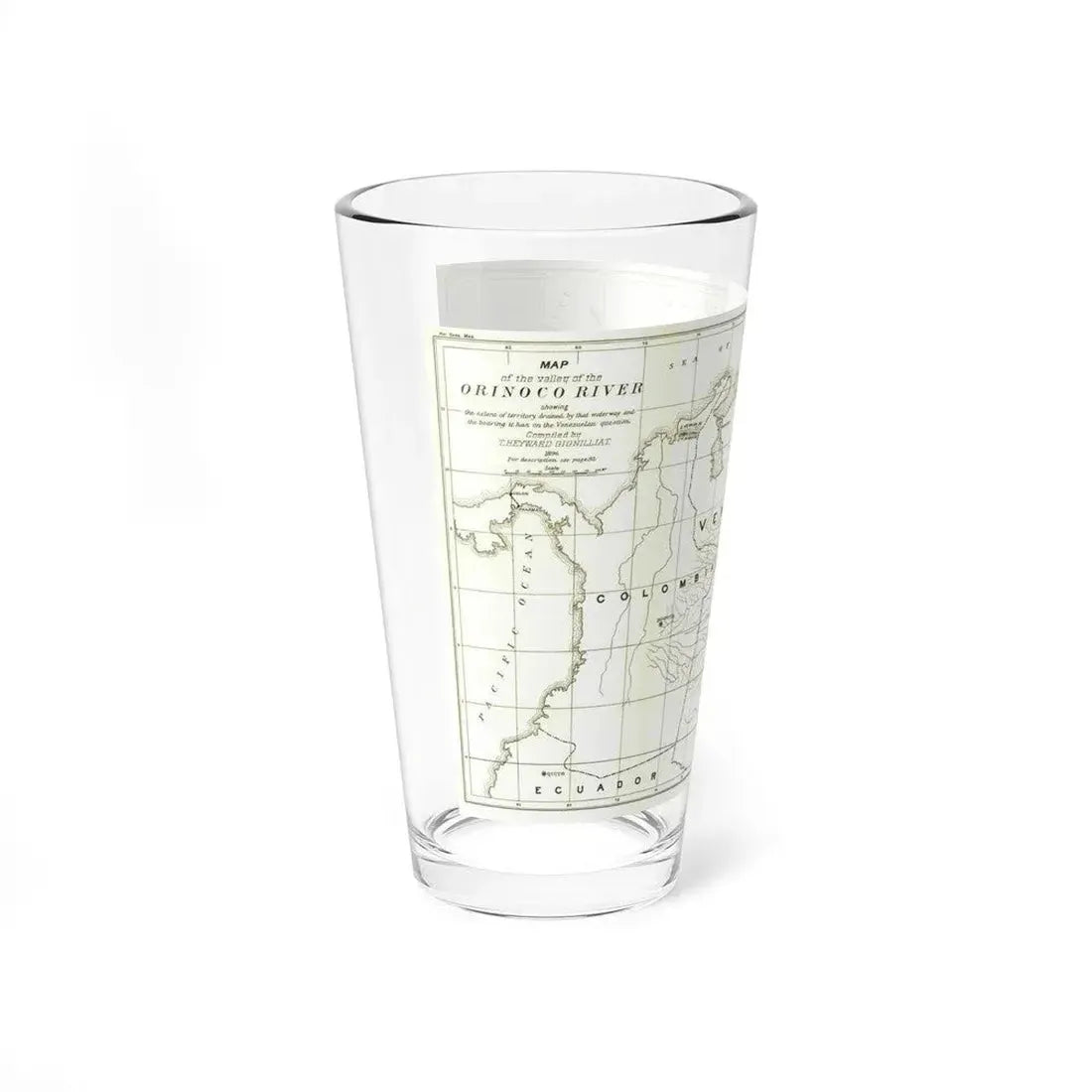 South America - Orinoco River (1896 (Map) Pint Glass 16oz - Go Mug Yourself