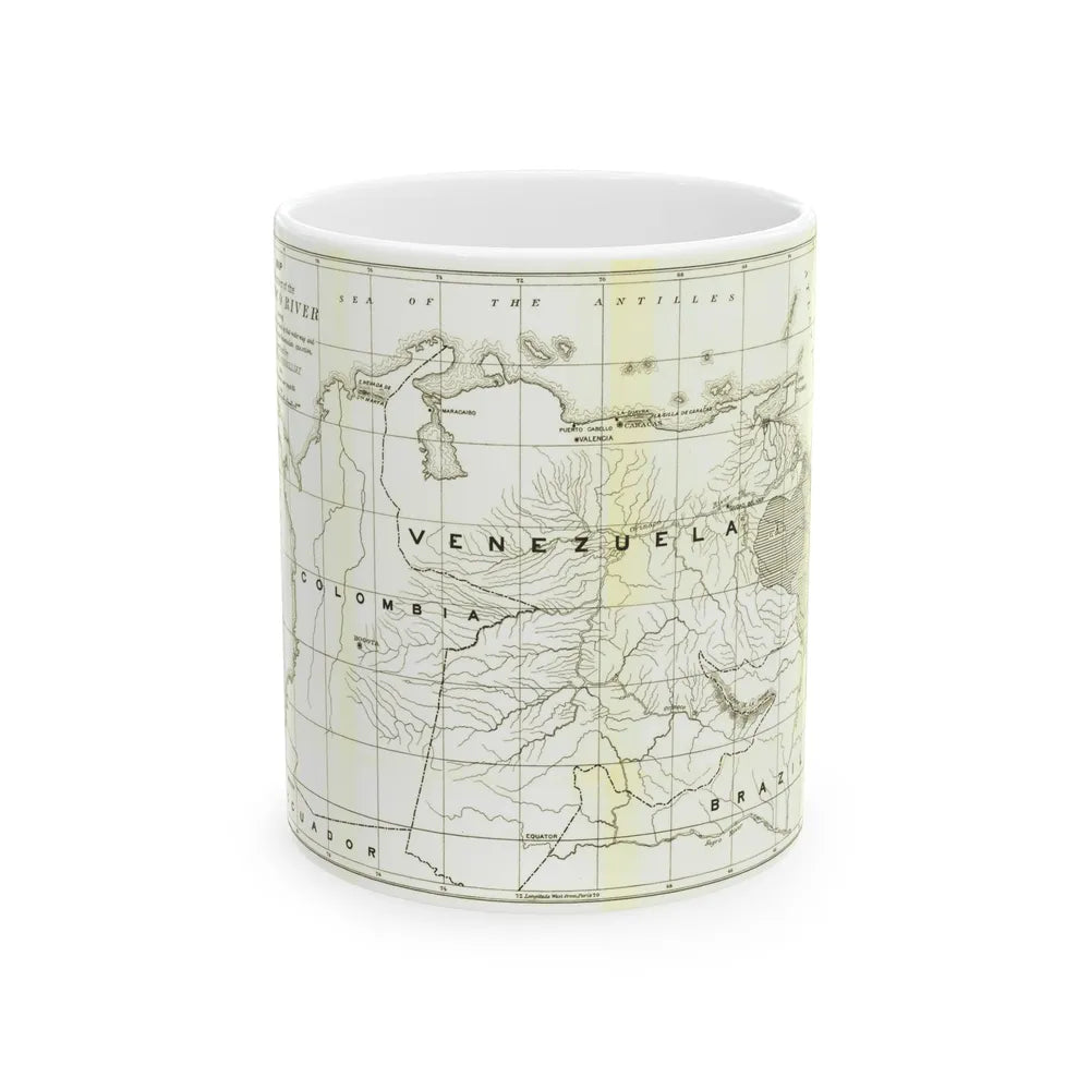 South America - Orinoco River (1896 (Map) White Coffee Mug-11oz-Go Mug Yourself