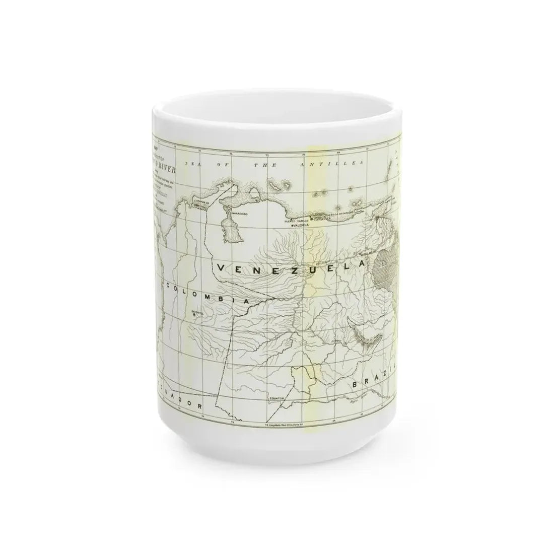 South America - Orinoco River (1896 (Map) White Coffee Mug 15oz - Go Mug Yourself