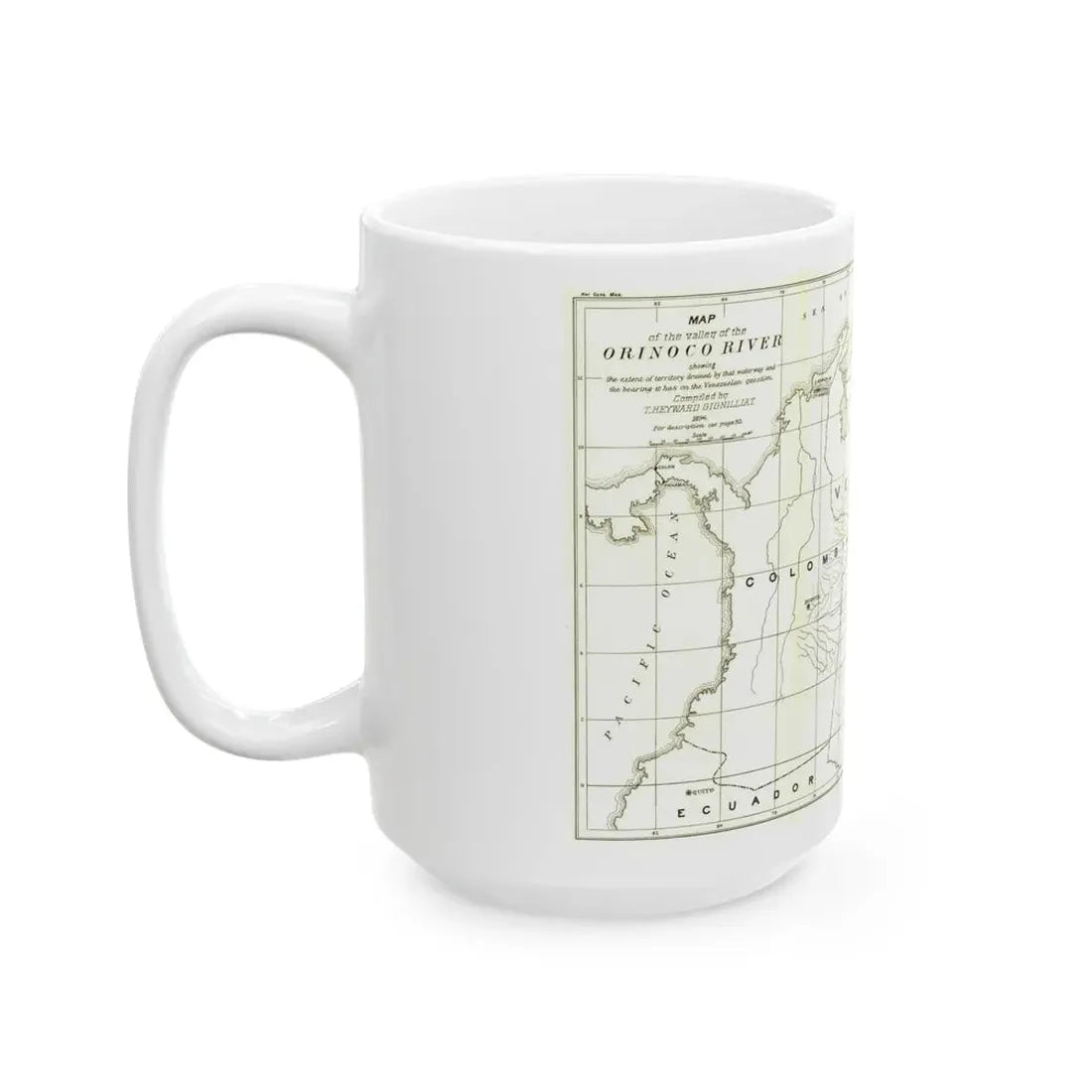 South America - Orinoco River (1896 (Map) White Coffee Mug - Go Mug Yourself