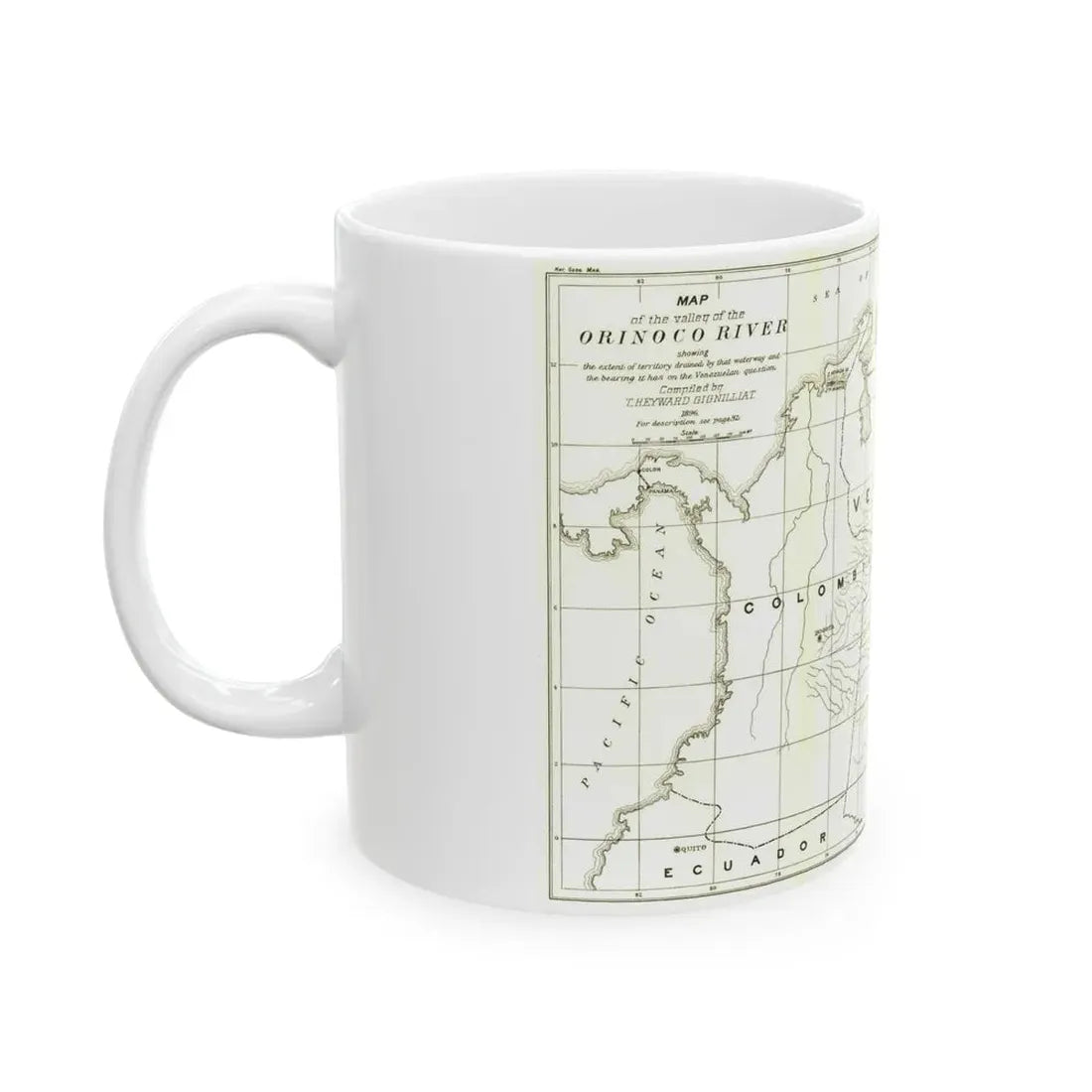 South America - Orinoco River (1896 (Map) White Coffee Mug - Go Mug Yourself
