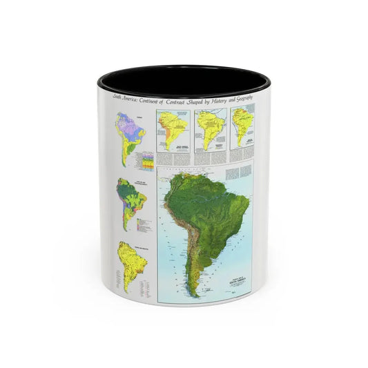 South America - Physical Map (1972) (Map) Accent Coffee Mug 11oz Black - Go Mug Yourself