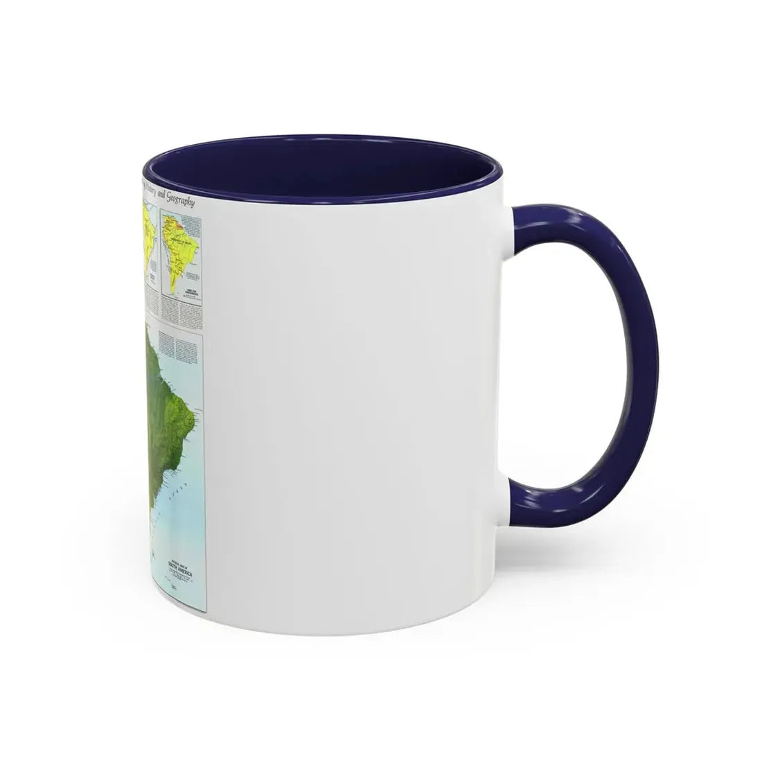 South America - Physical Map (1972) (Map) Accent Coffee Mug - Go Mug Yourself