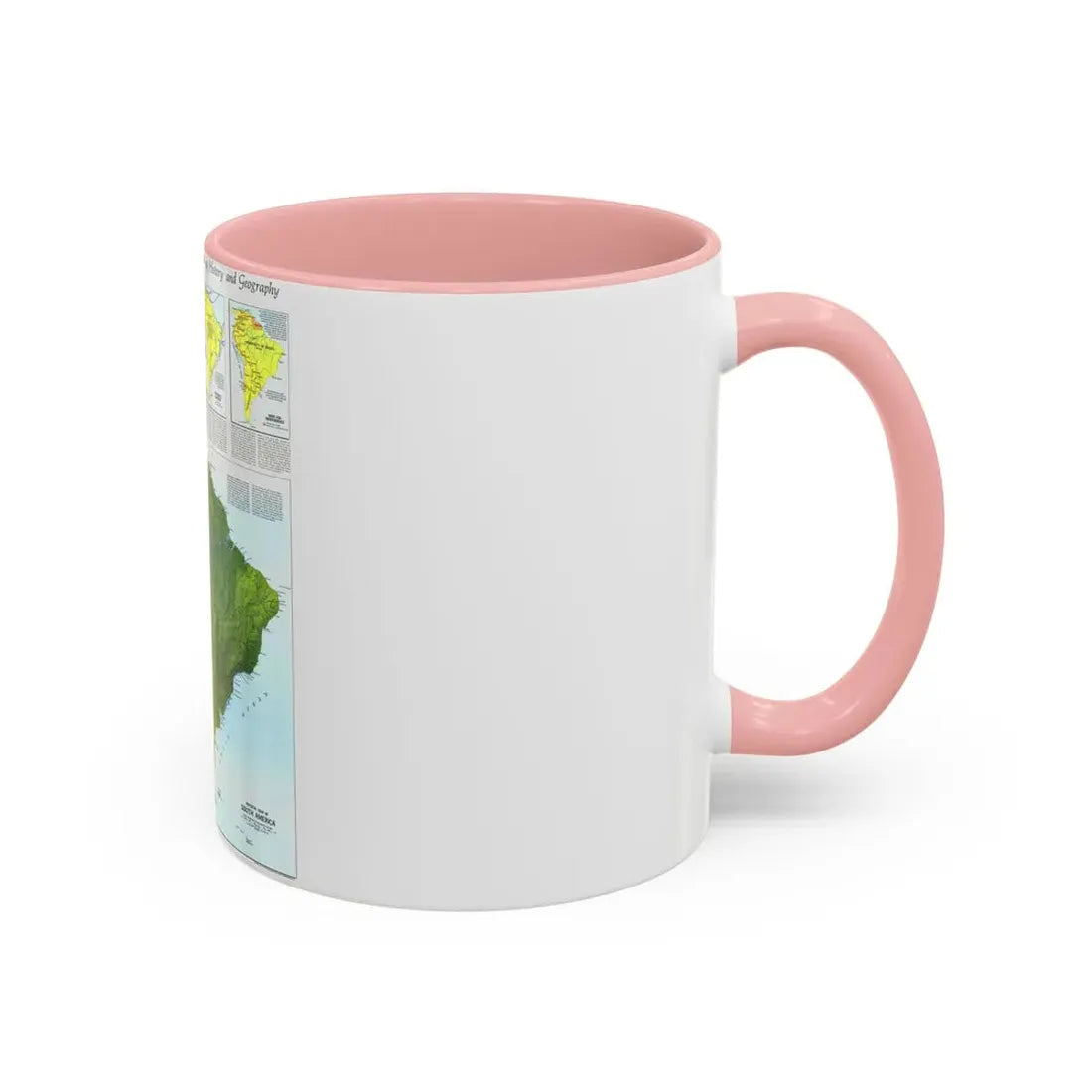 South America - Physical Map (1972) (Map) Accent Coffee Mug - Go Mug Yourself