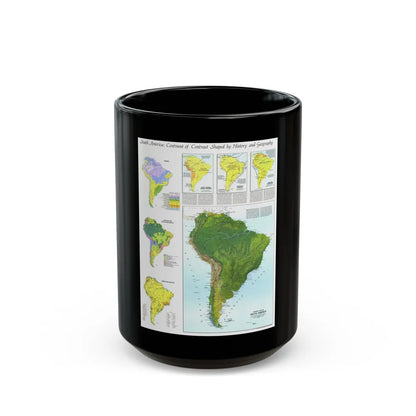 South America - Physical Map (1972) (Map) Black Coffee Mug-15oz-Go Mug Yourself