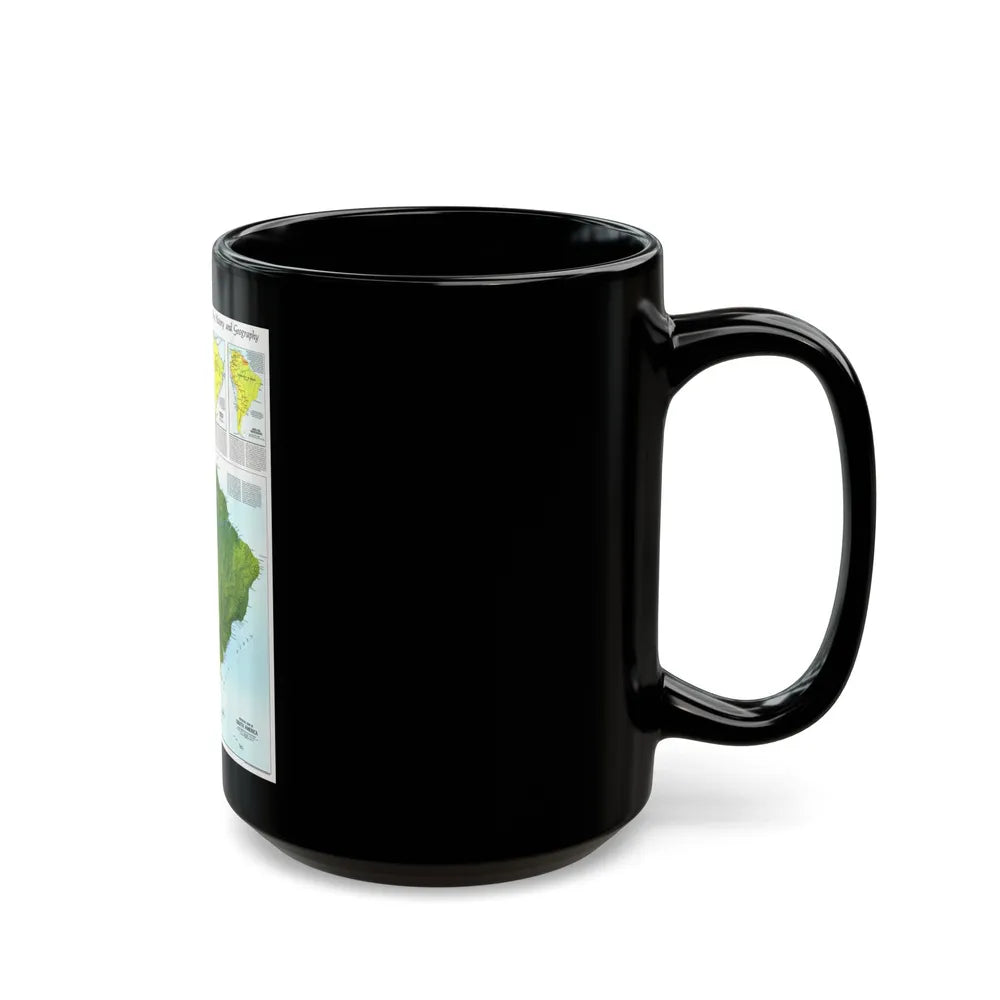 South America - Physical Map (1972) (Map) Black Coffee Mug-Go Mug Yourself