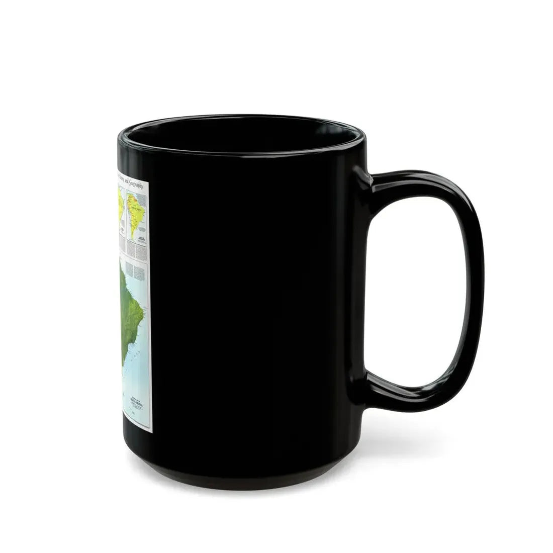 South America - Physical Map (1972) (Map) Black Coffee Mug - Go Mug Yourself