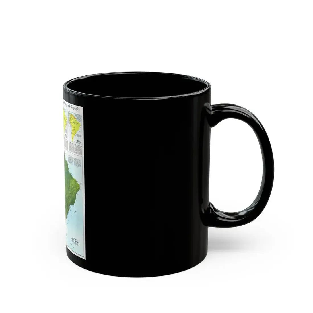 South America - Physical Map (1972) (Map) Black Coffee Mug - Go Mug Yourself