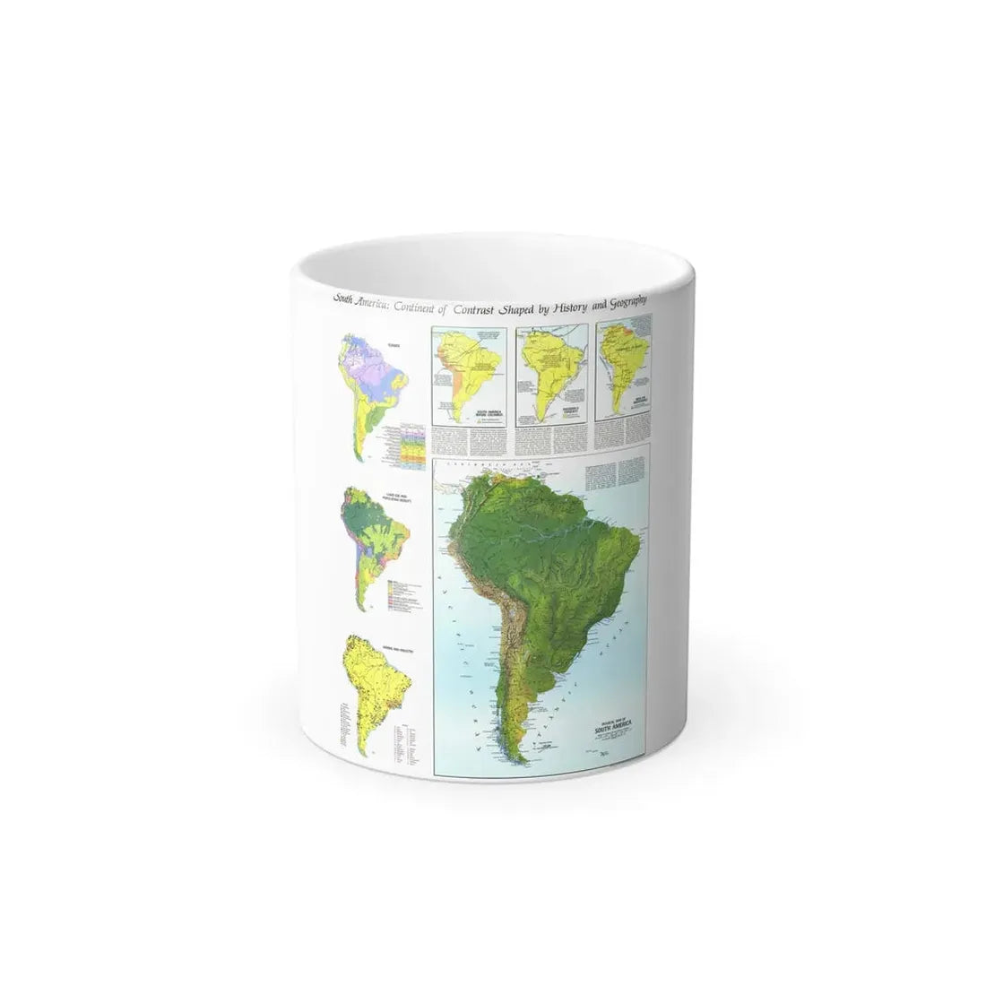 South America - Physical Map (1972) (Map) Color Changing Mug 11oz Default Title - Go Mug Yourself