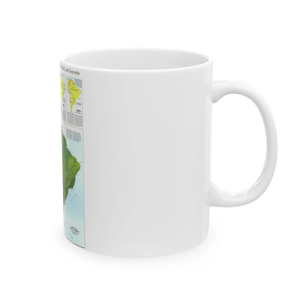 South America - Physical Map (1972) (Map) White Coffee Mug-Go Mug Yourself