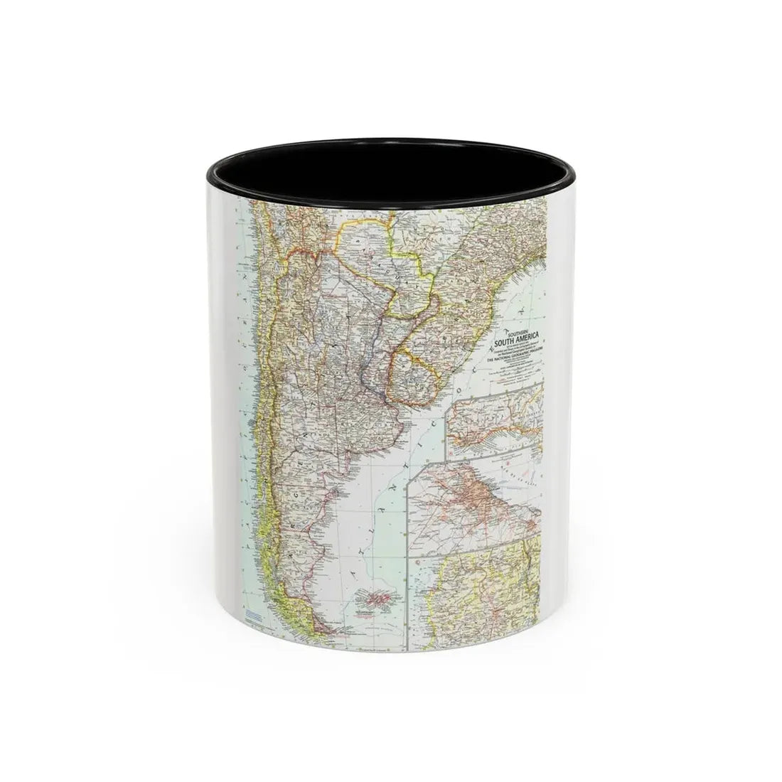 South America - Southern (1958) (Map) Accent Coffee Mug 11oz Black - Go Mug Yourself