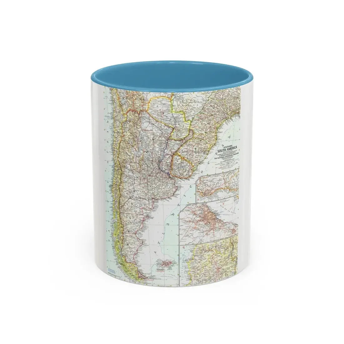 South America - Southern (1958) (Map) Accent Coffee Mug 11oz Light Blue - Go Mug Yourself