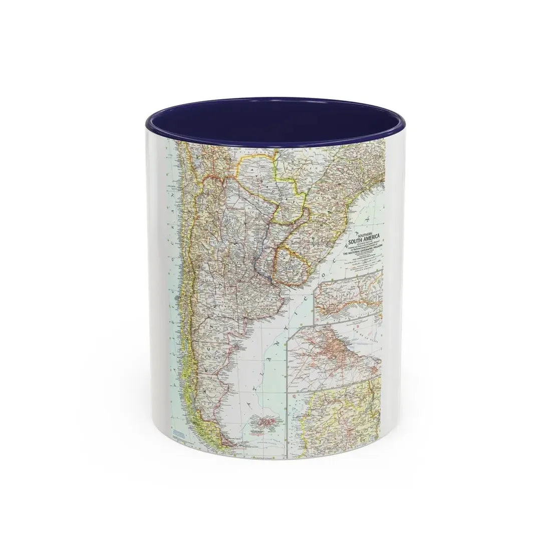South America - Southern (1958) (Map) Accent Coffee Mug 11oz Navy - Go Mug Yourself