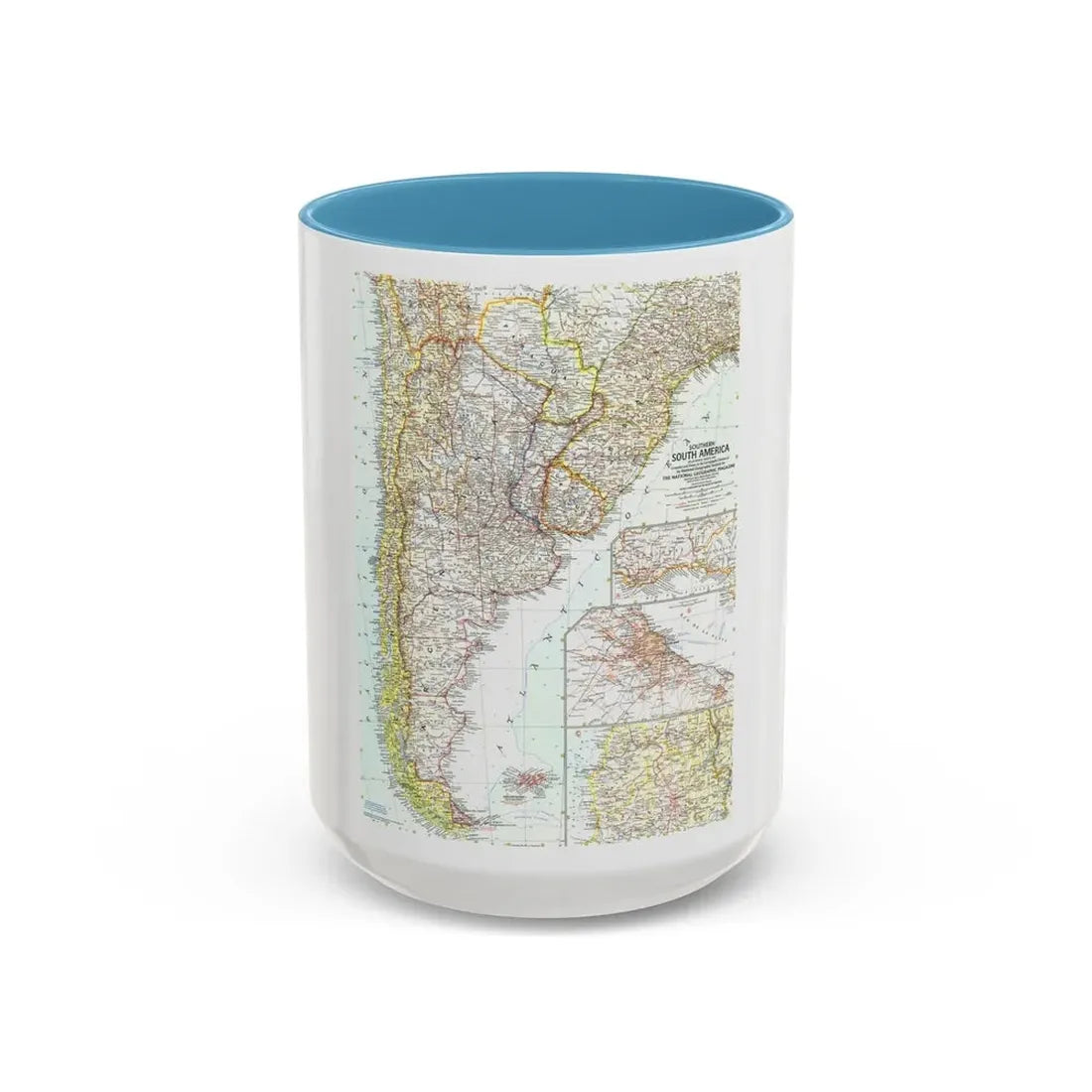 South America - Southern (1958) (Map) Accent Coffee Mug 15oz Light Blue - Go Mug Yourself