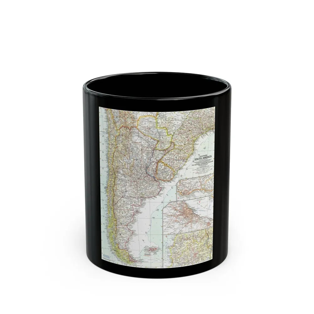 South America - Southern (1958) (Map) Black Coffee Mug-11oz-Go Mug Yourself