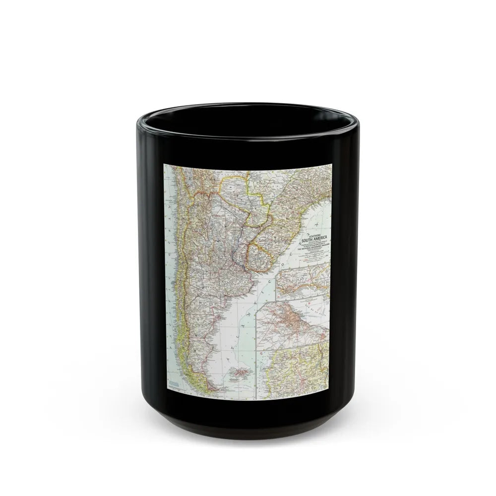 South America - Southern (1958) (Map) Black Coffee Mug-15oz-Go Mug Yourself