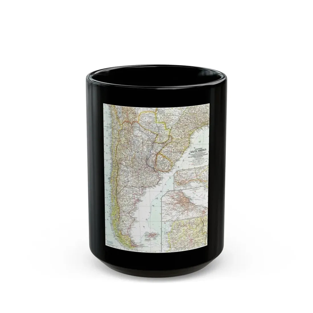 South America - Southern (1958) (Map) Black Coffee Mug 15oz - Go Mug Yourself