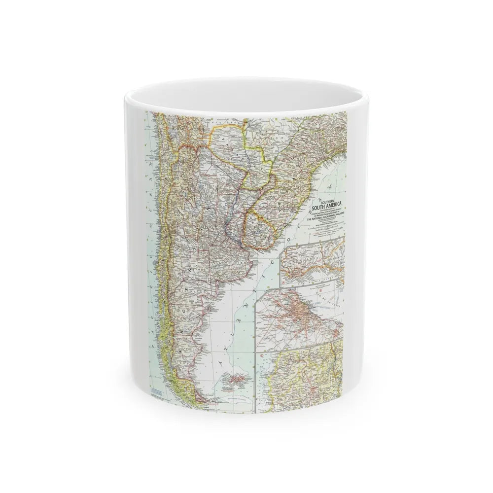 South America - Southern (1958) (Map) White Coffee Mug-11oz-Go Mug Yourself