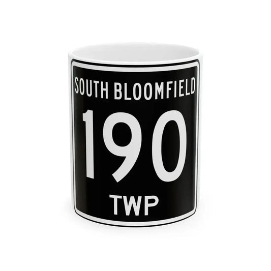 South Bloomfield Township Route 190 Morrow County Ohio (Ohio) (Road Sign) White Coffee Mug 11oz - Go Mug Yourself