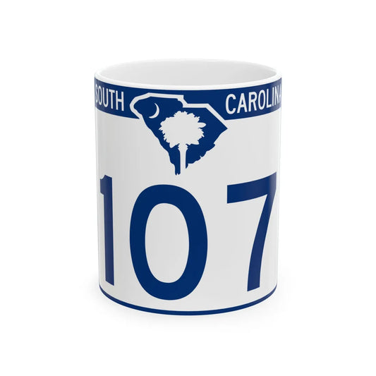 South Carolina 107 (South Carolina) (Road Sign) White Coffee Mug 11oz - Go Mug Yourself