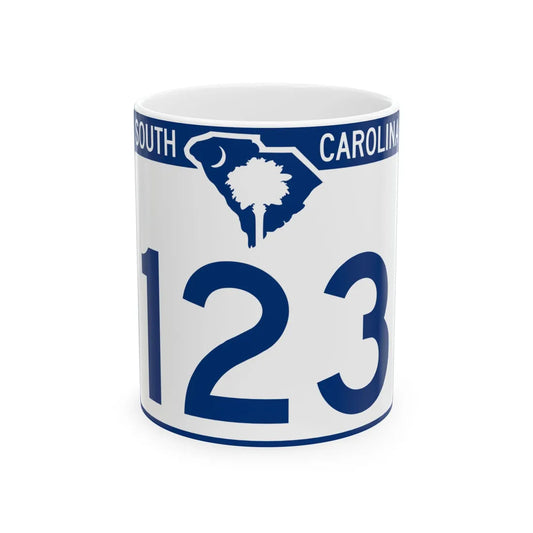 South Carolina 123 (South Carolina) (Road Sign) White Coffee Mug 11oz - Go Mug Yourself