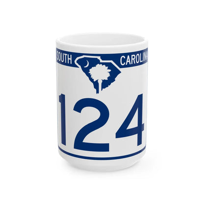 South Carolina 124 (South Carolina) (Road Sign) White Coffee Mug 15oz - Go Mug Yourself