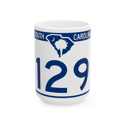 South Carolina 129 (South Carolina) (Road Sign) White Coffee Mug 15oz - Go Mug Yourself