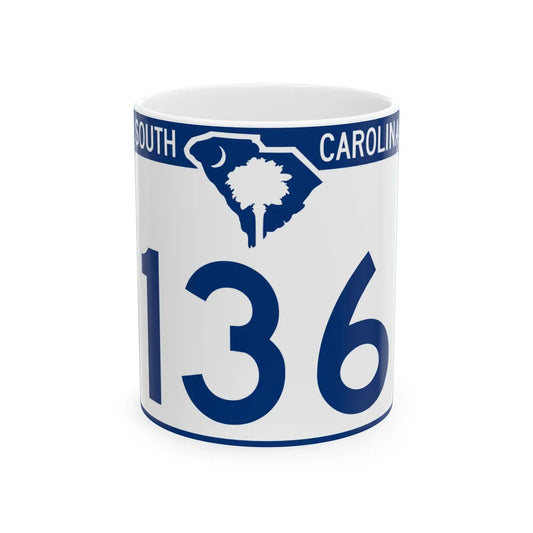 South Carolina 136 (South Carolina) (Road Sign) White Coffee Mug 11oz - Go Mug Yourself