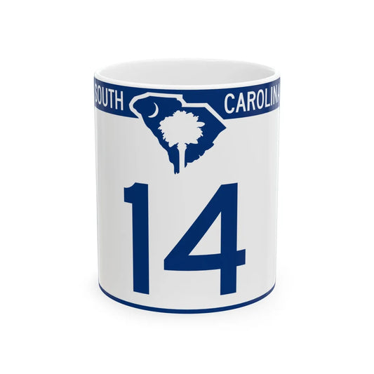 South Carolina 14 (South Carolina) (Road Sign) White Coffee Mug 11oz - Go Mug Yourself