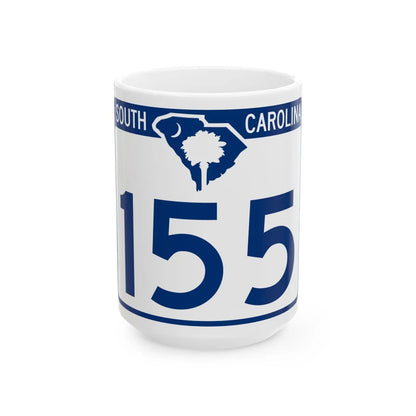 South Carolina 155 (South Carolina) (Road Sign) White Coffee Mug 15oz - Go Mug Yourself
