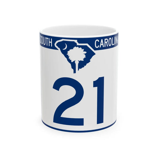 South Carolina 21 (South Carolina) (Road Sign) White Coffee Mug 11oz - Go Mug Yourself