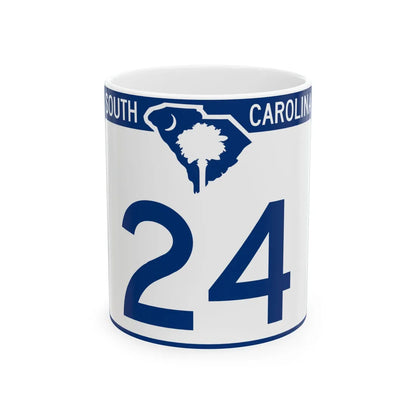 South Carolina 24 (South Carolina) (Road Sign) White Coffee Mug 11oz - Go Mug Yourself
