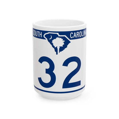 South Carolina 32 (South Carolina) (Road Sign) White Coffee Mug 15oz - Go Mug Yourself