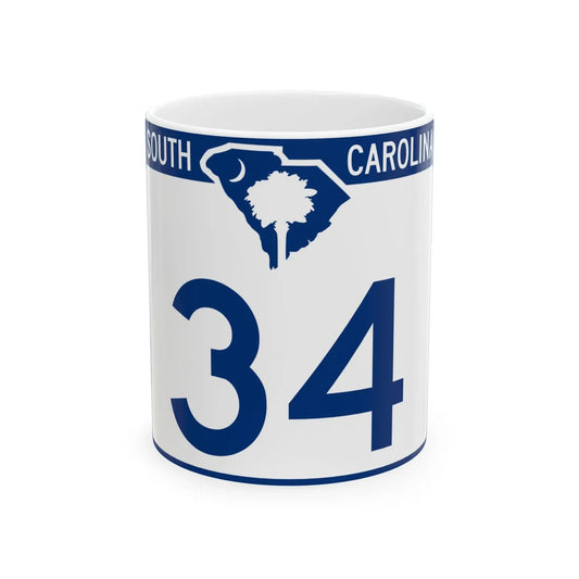 South Carolina 34 (South Carolina) (Road Sign) White Coffee Mug 11oz - Go Mug Yourself
