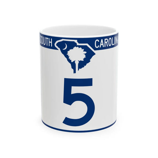 South Carolina 5 (South Carolina) (Road Sign) White Coffee Mug 11oz - Go Mug Yourself