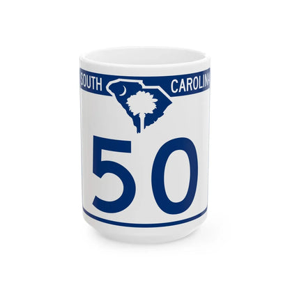 South Carolina 50 (South Carolina) (Road Sign) White Coffee Mug 15oz - Go Mug Yourself