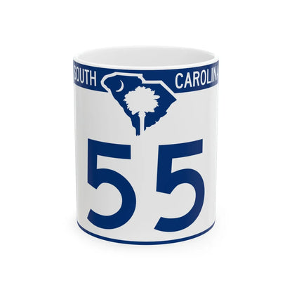 South Carolina 55 (South Carolina) (Road Sign) White Coffee Mug 11oz - Go Mug Yourself