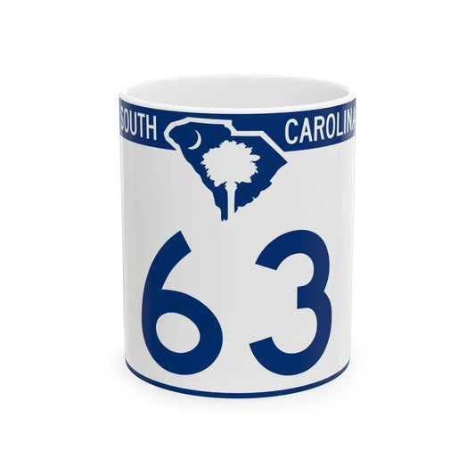 South Carolina 63 (South Carolina) (Road Sign) White Coffee Mug 11oz - Go Mug Yourself