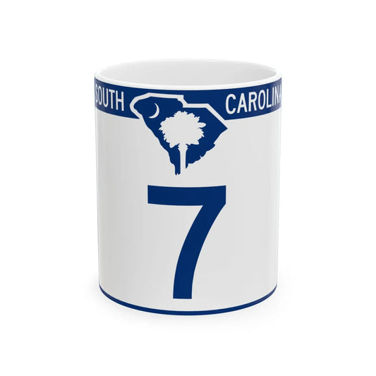 South Carolina 7 (South Carolina) (Road Sign) White Coffee Mug 11oz - Go Mug Yourself