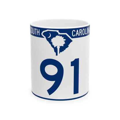 South Carolina 91 (South Carolina) (Road Sign) White Coffee Mug 11oz - Go Mug Yourself