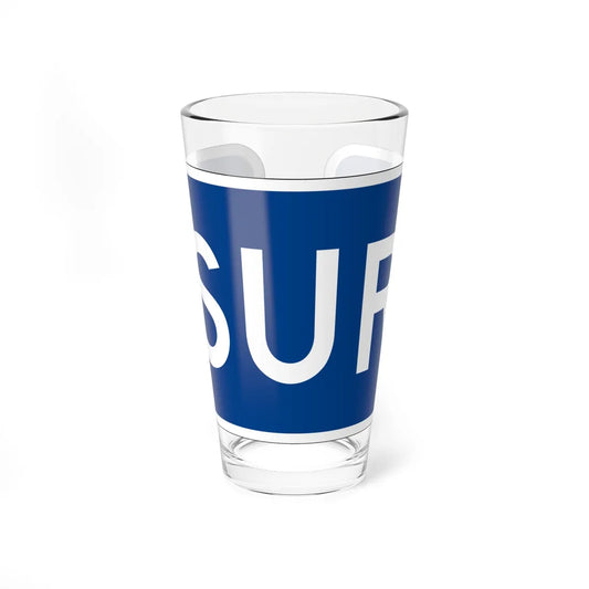 South plate small blue es (Puerto Rico) (Road Sign) Pint Glass 16oz 16oz - Go Mug Yourself