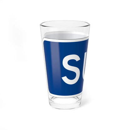 South plate small blue es (Puerto Rico) (Road Sign) Pint Glass 16oz - Go Mug Yourself
